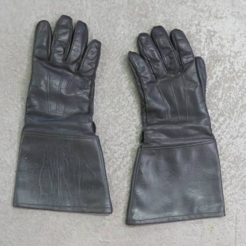 Pair of vintage leather motorbike gloves - Size S/M - Length 34 cm