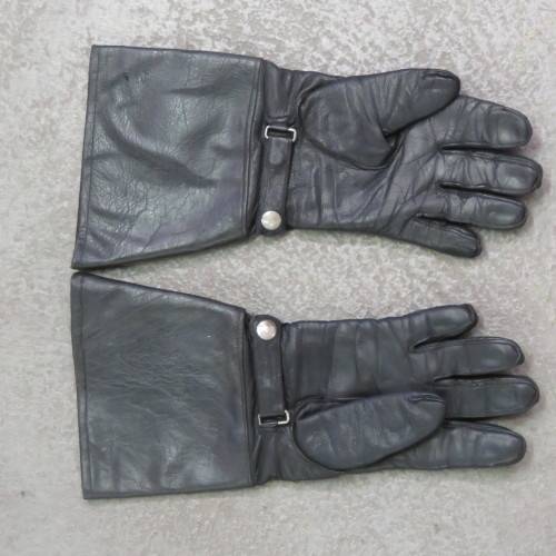 Pair of vintage leather motorbike gloves - Size S/M - Length 34 cm