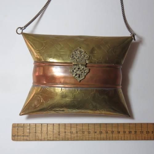 Vintage brass and copper fashion clutch bag