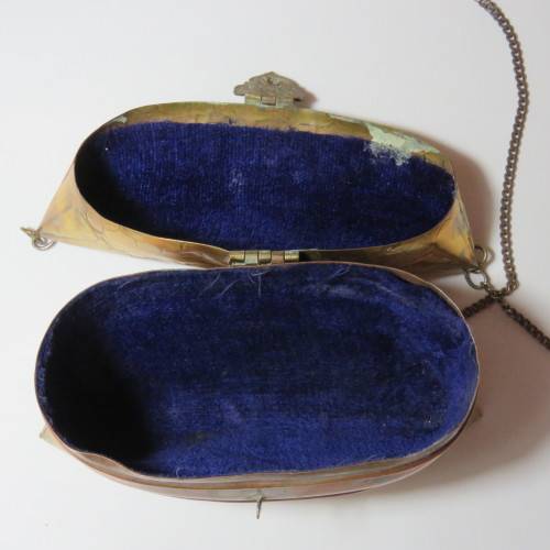 Vintage brass and copper fashion clutch bag