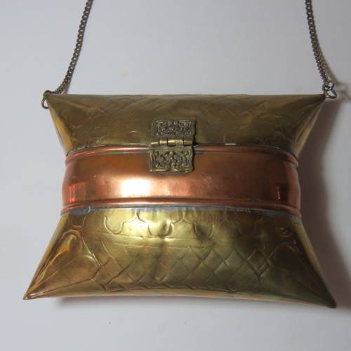 Vintage brass and copper fashion clutch bag