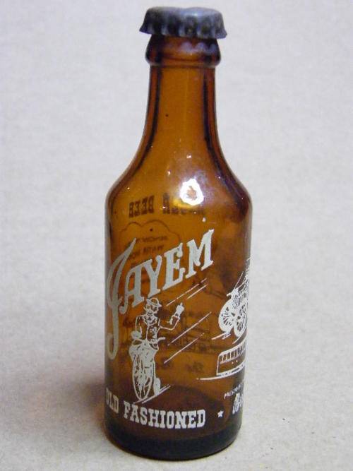 Jayem Old Fashioned Brewed Ginger Beer - miniature glass bottle as per scan