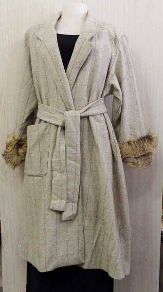 Ladies long coat with genuine fur on sleeves