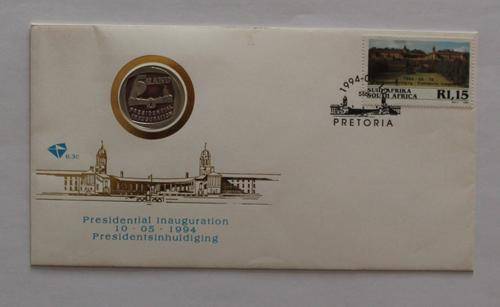 INAGRATION FDC6.3 NELSON MANDELA PRESIDENTIAL PROOF R5 WITH NO STEPS=ERROR 1994 VERY RARE