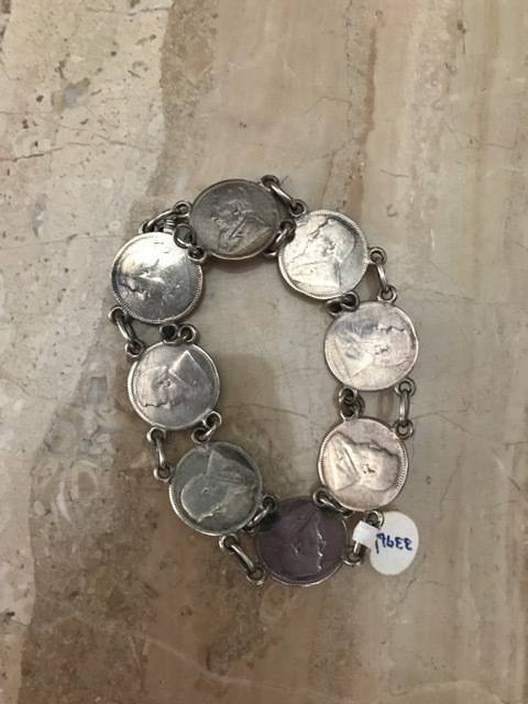 1893 1894 1895 1896 6d silver ZAR coin bracelet 8 coins total