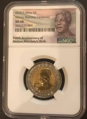 2018 Mandela Centenary R5 coin NGC graded MS68