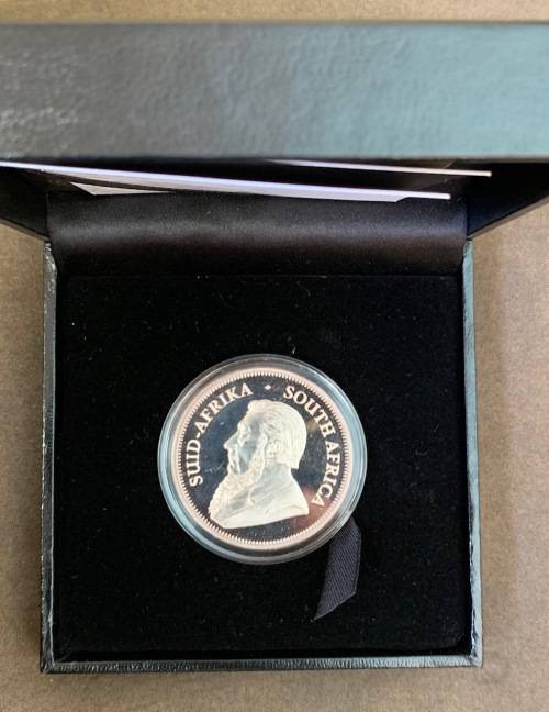 2017 Proof Silver Krugerrand 50th anniversary 1oz coin with box & certi. Visible scuff marks on coin
