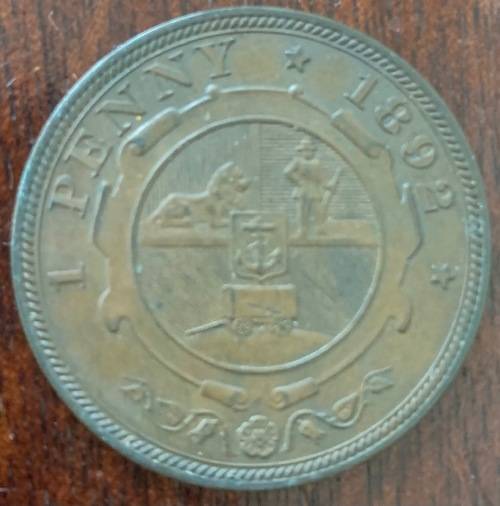 1892 ZAR penny coin