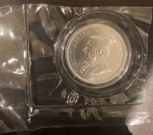 Rare 2018 Great Wall privy Mintmark 1oz Silver Krugerrand coin still in factory sealed packaging