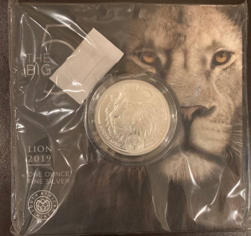 2019 Silver R5 Brilliant Uncirculated 1oz Coin Big 5 Lion South Africa Sold Out at SA Mint
