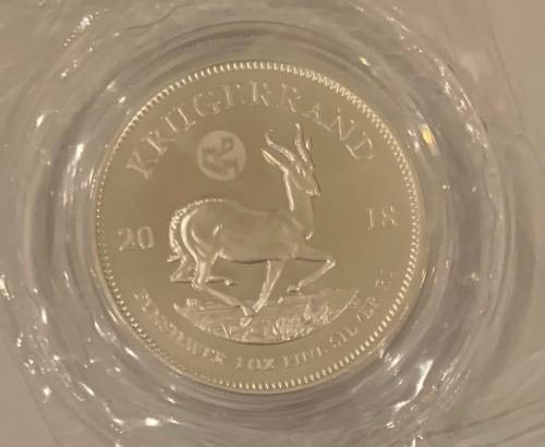 Rare 2018 Great Wall privy Mintmark 1oz Silver Krugerrand coin still in factory sealed packaging