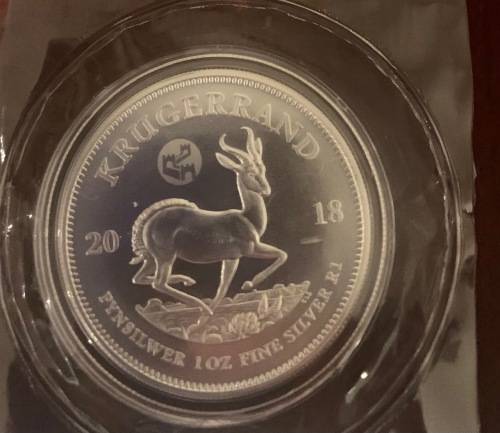 Rare 2018 Great Wall privy Mintmark 1oz Silver Krugerrand coin still in factory sealed packaging