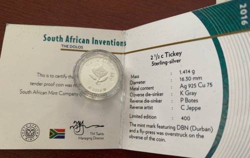 2016 Flypress Silver tickey DBN mintmark 2.5c Proof