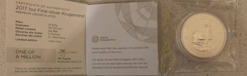RARE and UNIQUE SA MINT 2017 Mintmarked Krugerrand 50th anniversary 1oz Silver coin PU AND stamp set