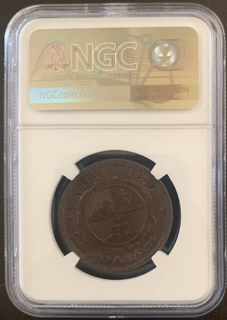 1892 ZAR PENNY BRONZE COIN NGC GRADED MS61BN MINT STATE