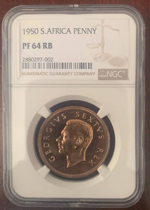 RARE 1950 Proof Penny PF64RB NGC Union South Africa copper coin -  only 500 minted