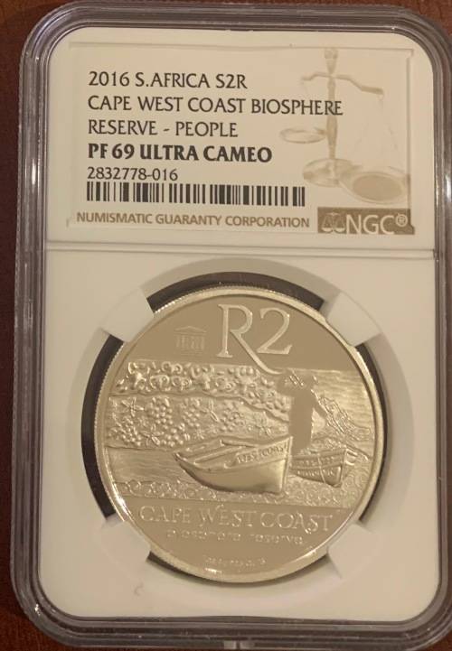 V Scarce only 97 minted! 2016 R2 Cape West Coast Biosphere Reserve People Silver coin NGC PF69 UC