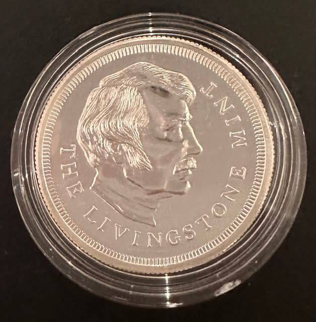 1oz silver medallion Rhodesia Livingston Mint coin in capsule circ 1975
