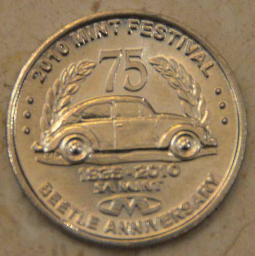 2010 VW Beetle 75th Anniversary SA Mint token RARE!!