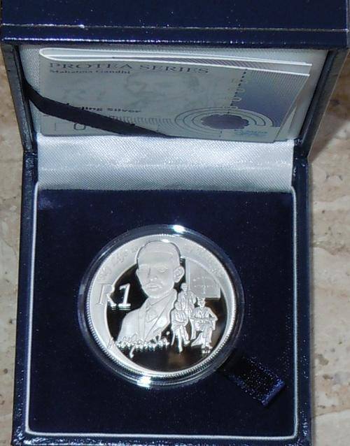 2008 Mahatma Gandhi South Africa Proof Silver Coin SEALED