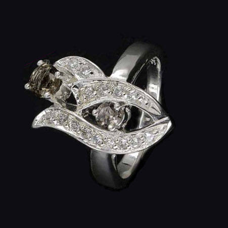 Handcrafted Sterling Silver , Beautiful Created Smokey Topaz Ring Size 8 ( Q )