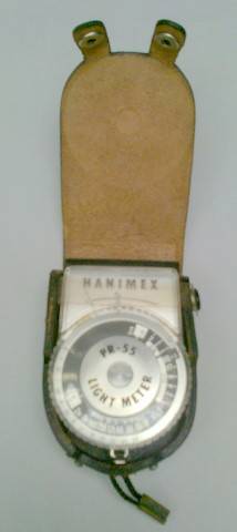 HANIMEX PR-55 LIGHT METER MADE IN JAPAN IN LEATHER POUCH. POUCH STILL IN GOOD CONDITION