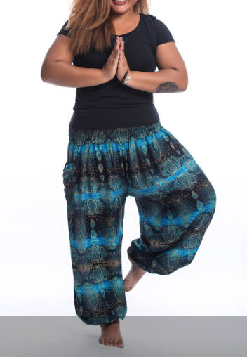 Size L/XL Large Harem pants, Funky Thai Pants, Beach, Aladdin pant, summer Hippy, elastic waist,