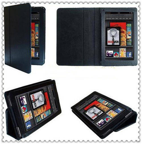 Kindle fire black leather case