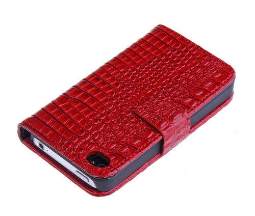 Iphone 4, 4s Black, Red or White leather croco case