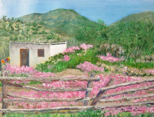 An original acrylic painting (300x230mm) on a canvas sheet by Doreen Fourie