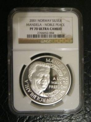 PF 70 - 2001 Norway Silver Mandela - Noble Peace Ultra Cameo