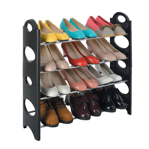 Shoe Rack - 4 Tier Black