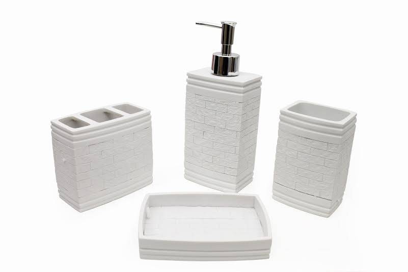 Bathroom - Set 4 pcs White Textured