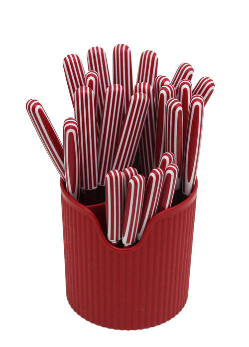 Cutlery in a Stand - Red