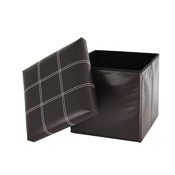 Ottoman - Brown Stitched