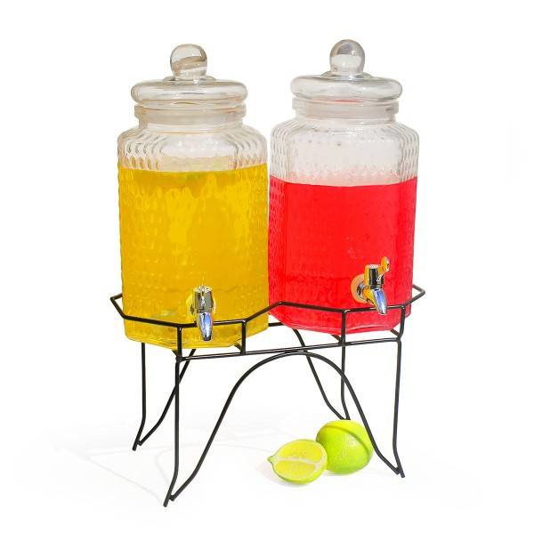 Bev Dispenser - Double Glass & Stand 8l