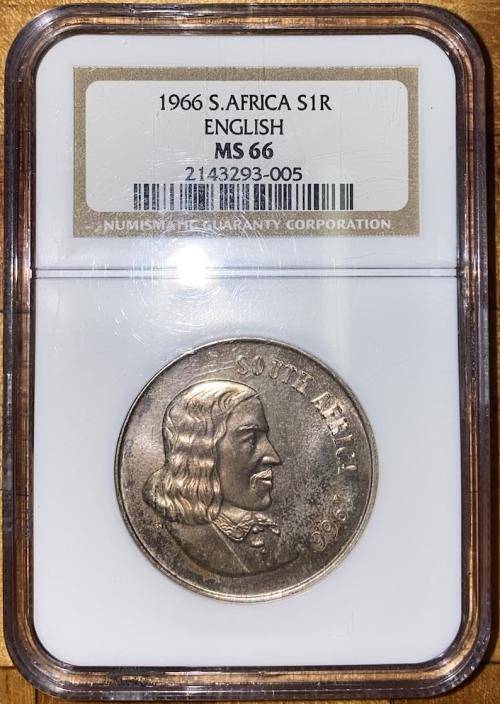 FINEST KNOWN | 1966 SA SILVER R1 | ENGLISH LEGEND | MS66 | BEAUTIFUL COIN! | CRAZY R1 START!!!