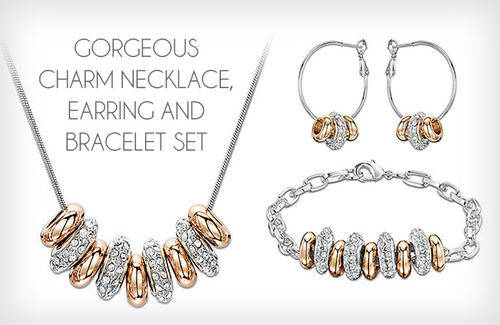 Gorgeous Swarovski Elements Encrusted Jewellery - Necklace, Bracelet and Earrings
