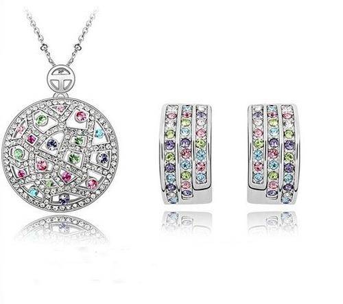 New Swarovski element Multicolored Crystal Necklace set
