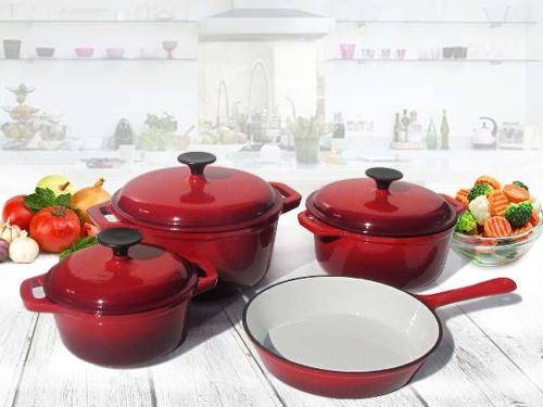 NEW UNIQUE AND DELUXE 7 PIECE CAST IRON POT SET** 7 COLOURS AVAILBLE**