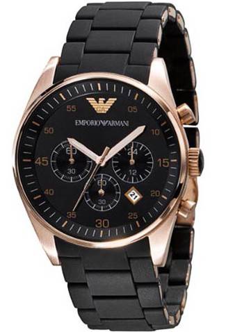 Men's Emporio Armani Chronograph Black Silicone Watch AR5905