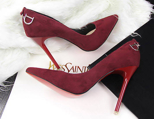 484s104 European style stilletto sharp head pumps, size SA 2.5-6, wine red