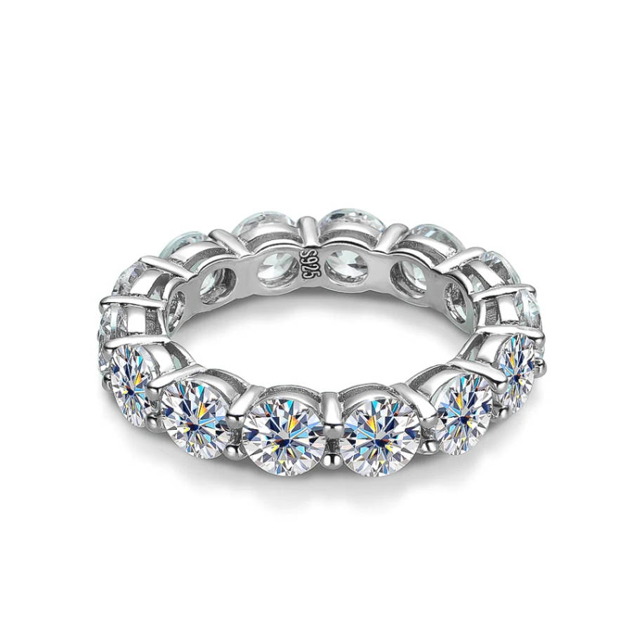 *HD VIDEO* HUGE 7ct D VVS Moissanite Eternity Ring | 18K White Gold Over 925 Sterling Silver
