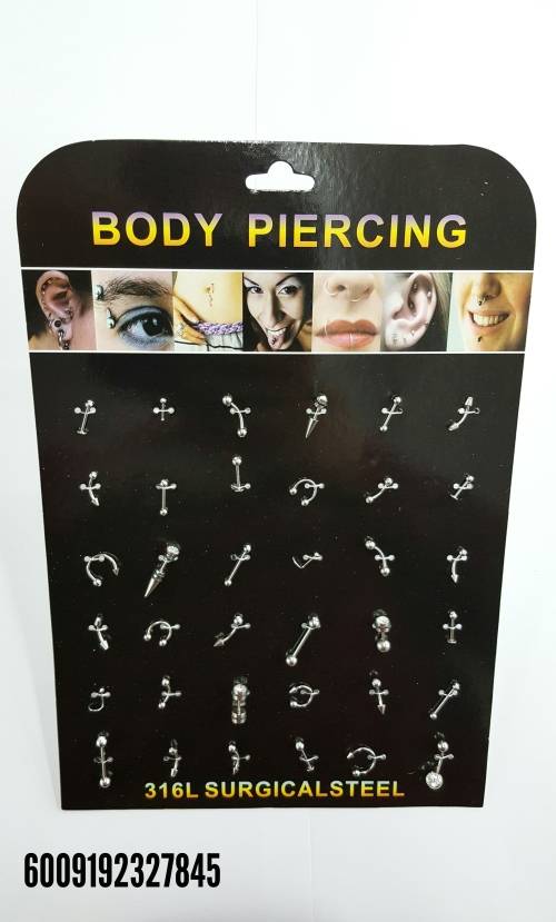 BODY PIERCING-SURGICAL STEEL-MIXED DESIGNS-36 PIECES BARGAIN
