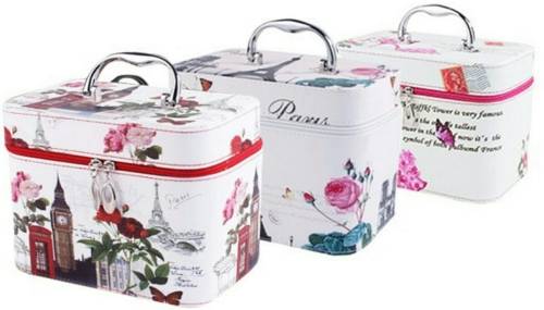 COSMETIC CASE WITH MIRROR- 3 PIECE SET/SMALL, MEDIUM AND LARGE/VARIETY OF DESIGNS/ MAKEUP