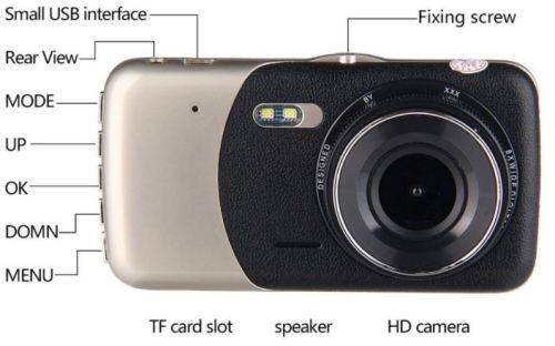 Dash Cam with Wide Angle and Dual Camera Reversing Recorder Car DVR