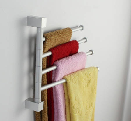 IKEA style towel holder 4 swivel bars Aluminium bath rack rail hanger