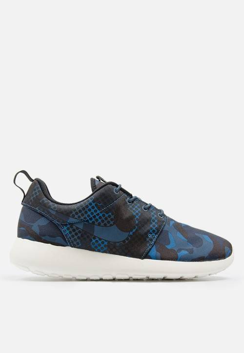 Original Mens NIKE Roshe ONE PRINT - 655206 404 -  Blk / Sqdrn Blue / Obsidian