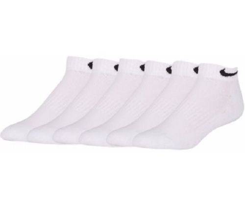 Original Mens 6 Pairs Nike Performance Cushioned Low Cut Socks White Unisex SX5175-100