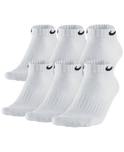 Original Mens 6 Pairs Nike Performance Cushioned Low Cut Socks White Unisex SX5175-100